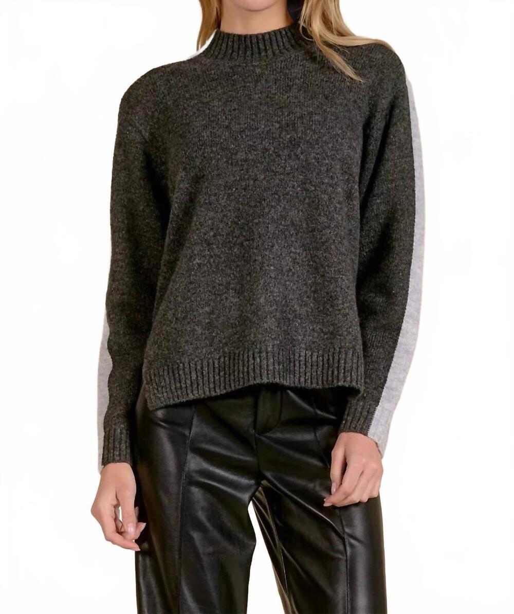NEW ELAN crewneck colorblock sweater in grey
